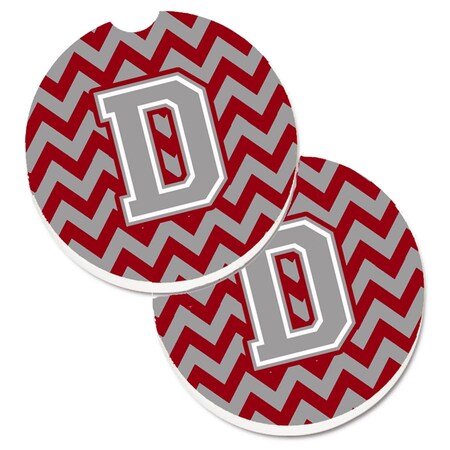 Carolines Treasures Letter D Chevron Crimson and Grey  Cup Holder Car Coaster, PK2 CJ1043-DCARC